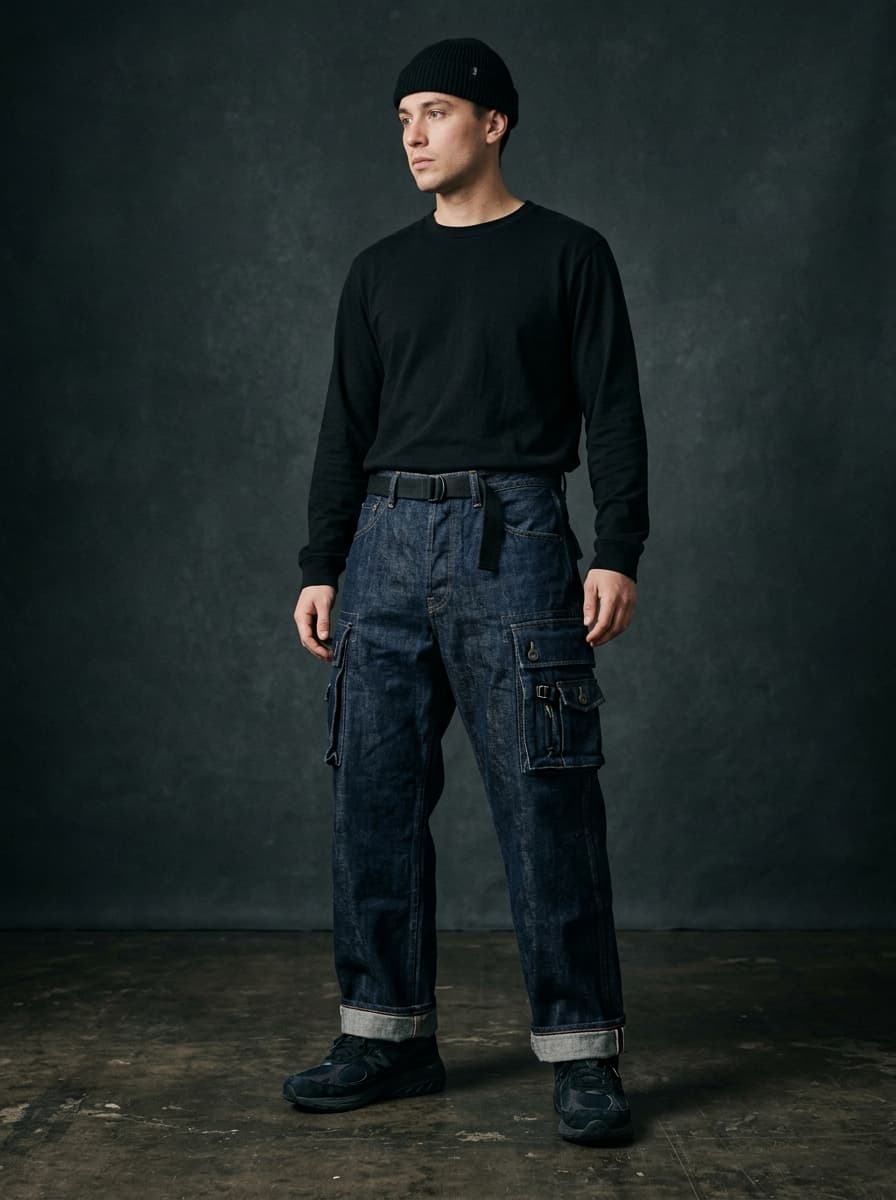 MODULAR SELVEDGE CARGO TROUSERS